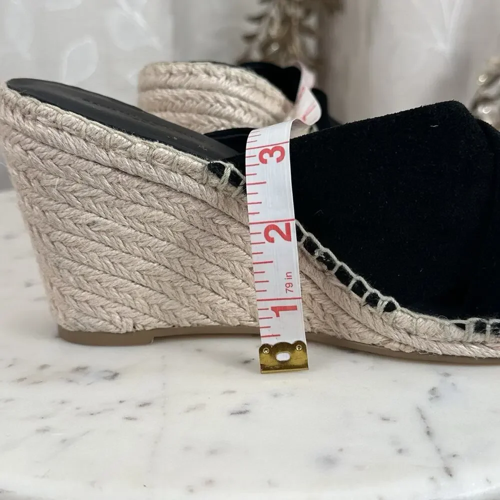 Banana‎ Republic Sandals Womens 8.5 M Slip On Wedge Espadrille Slide Black Suede
